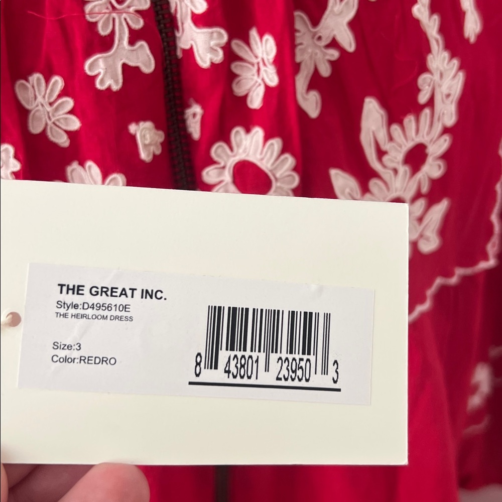 NWT The GREAT. Heirloom dress in Cherry Red - Picture 8 of 8